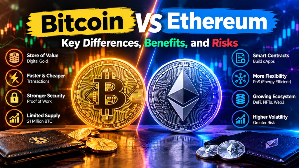 Bitcoin vs. Ethereum: Key Differences, Benefits, and Risks